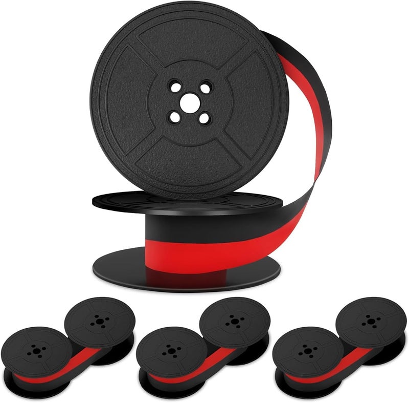 PIKTIME 4 Pcs Universal Typewriter Ribbon Pack – Black and Red Typewriter Ribbon – 0.2 Inch/5 mm Central Aperture, Durable Twin Spool Replacement for Clear Prints, Smooth Operation & Reliable Performance - Image 1